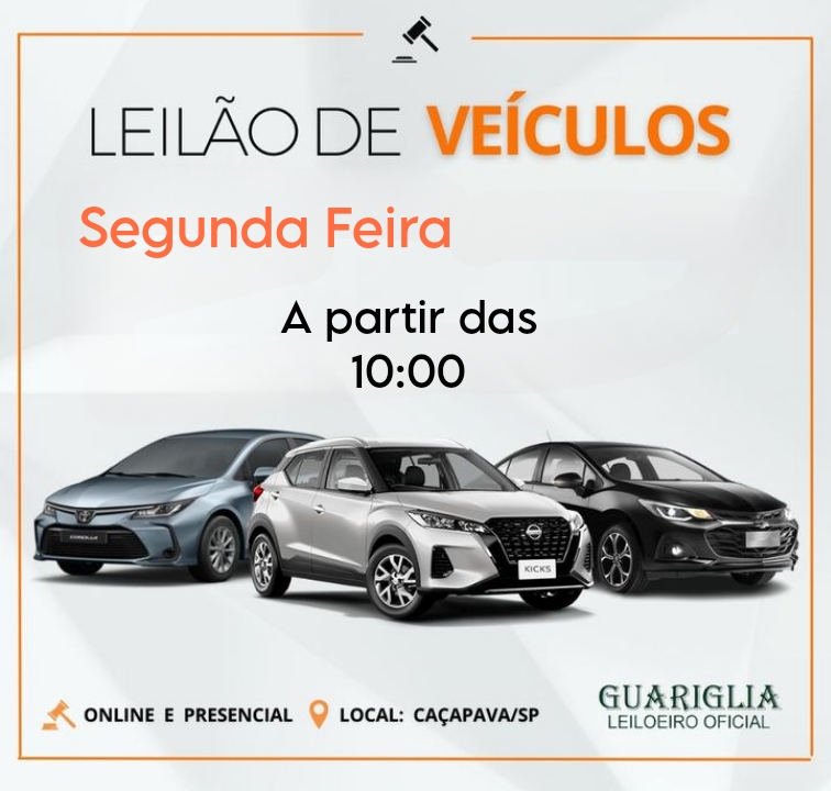 <center><b>Leilão de Veículos Recuperados de Financiamento</b> <center>Encerramento Dia 26/05/2025 as 10:00h